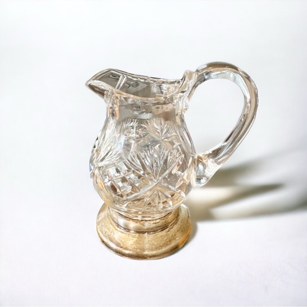 Crystal & Sterling Silver Small Jug Vintage